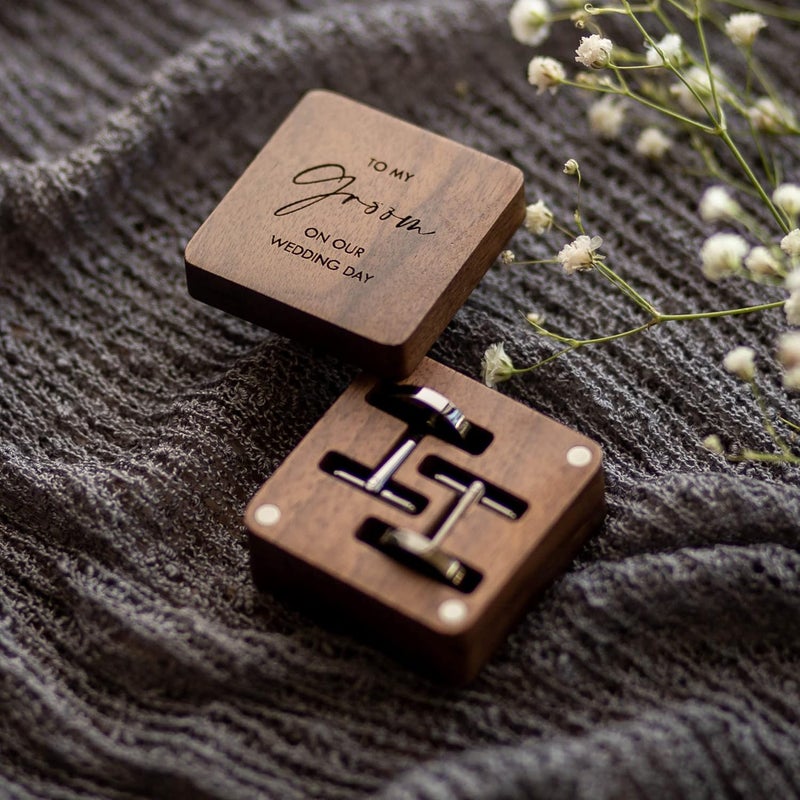 MUUJEE Cufflinks with Engraved Wood Gift Box - Image 5